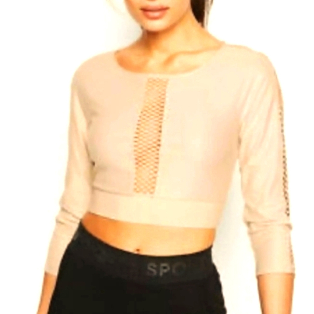 New Victoria Sport VS Mesh Panel L/S Cropped Top Women's Medium
